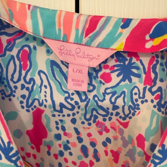 Lilly PULITZER EUC Lettie Silk Caftan top Size L/XL - Picture 8 of 9